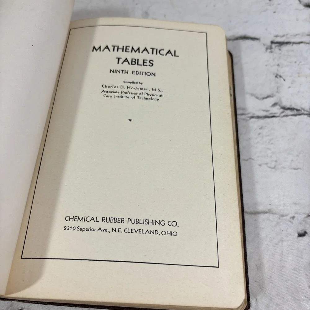 Vintage 1948 Mathematical Tables from Handbook of Chemistry and Physics Hodgman